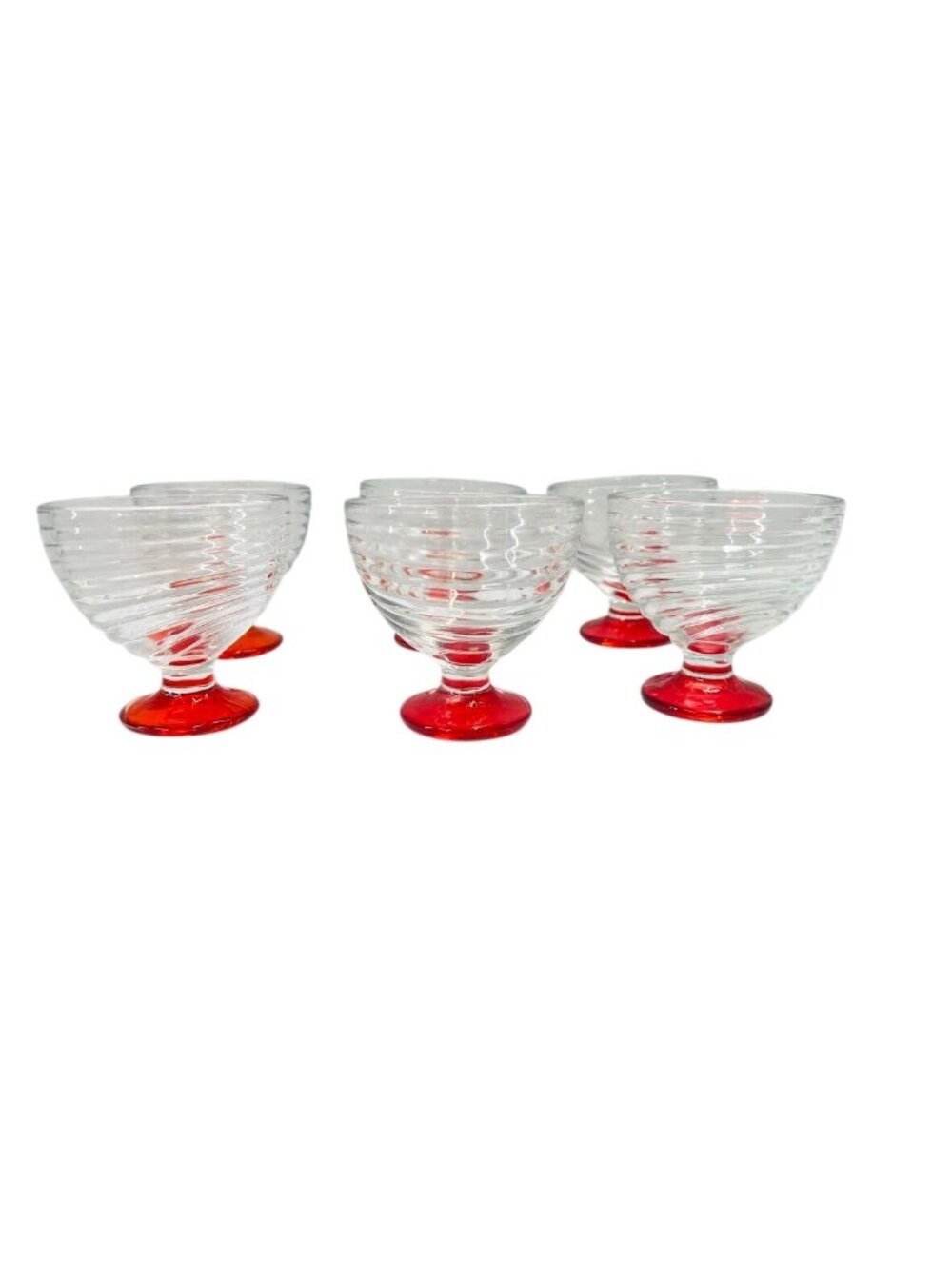 Lot of 6 Vintage Anchor Hocking Manhattan Park Avenue Ribbed Swirl Dessert Bowl